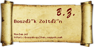 Boszák Zoltán névjegykártya